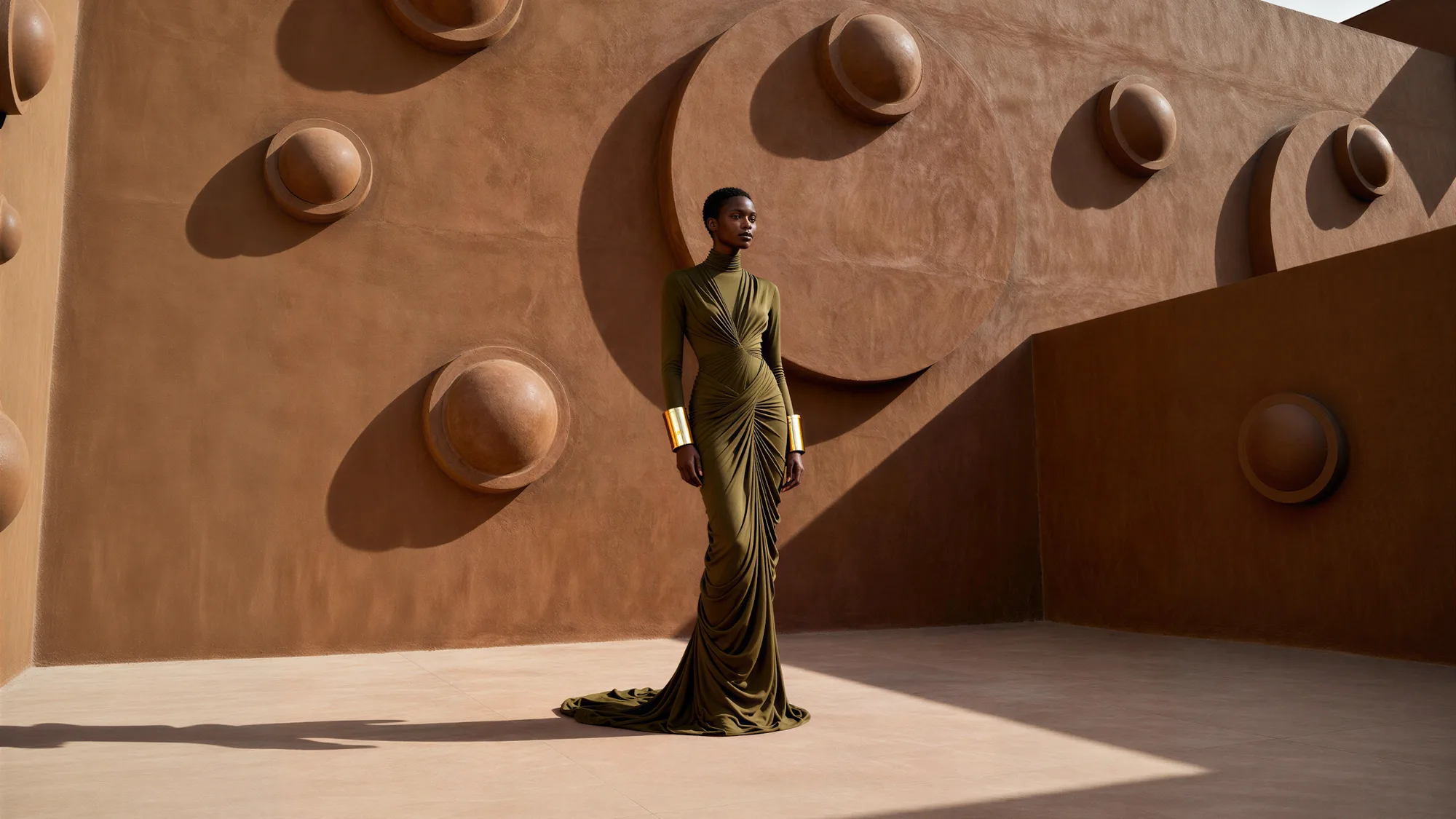 A fashion creator in front of a mirror taking an outfit selfie.